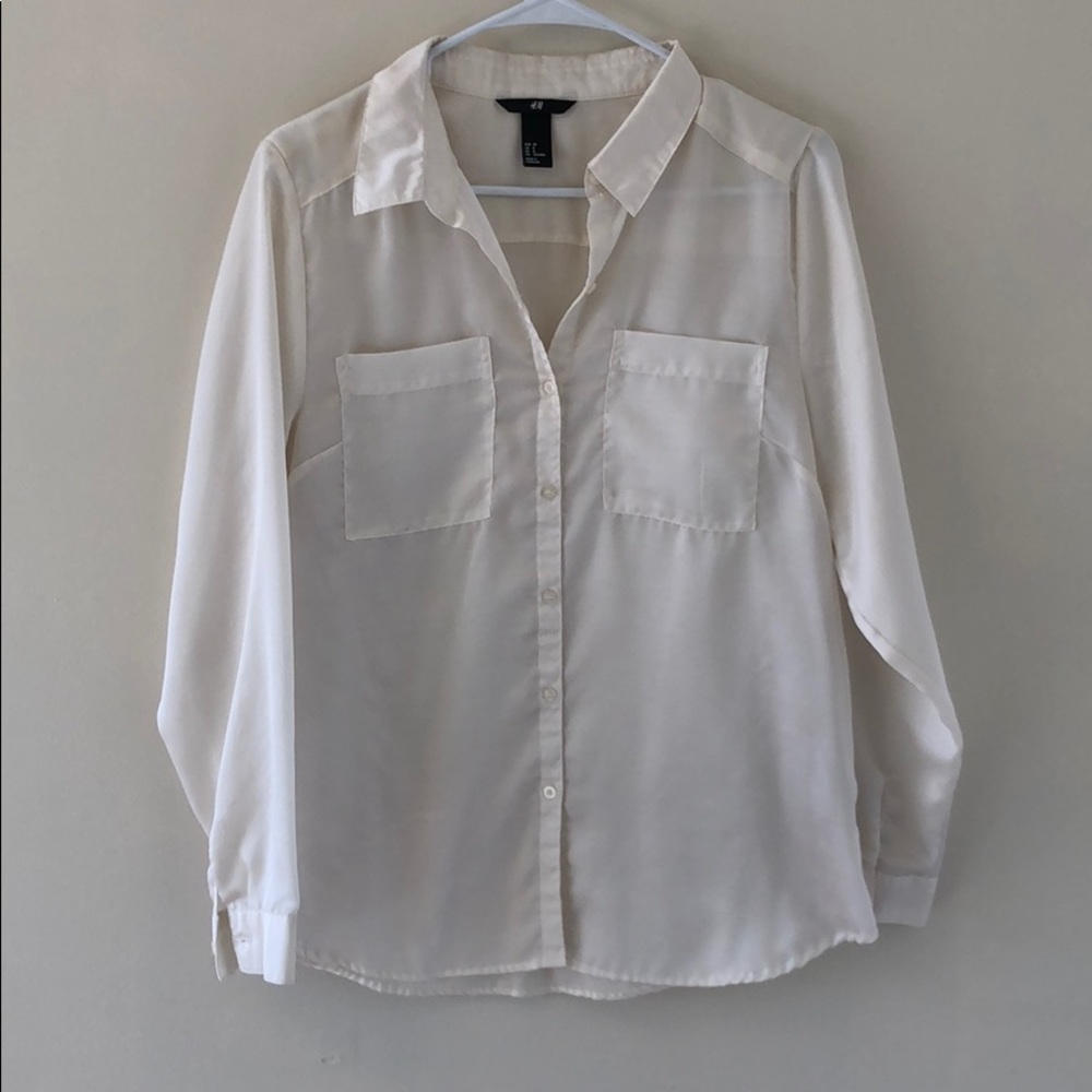 Silky Long Sleeve White Blouse